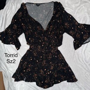 Torrid Black tunic with Orange celestial  Design
